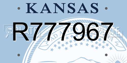 R777967 Kansas License Plate