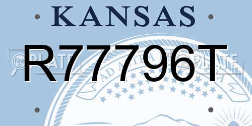 R77796T Kansas License Plate