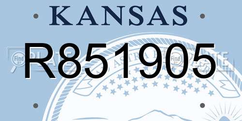 R851905 Kansas License Plate