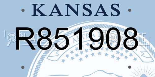 R851908 Kansas License Plate