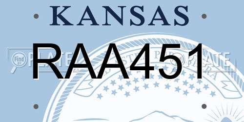 RAA451 Kansas License Plate