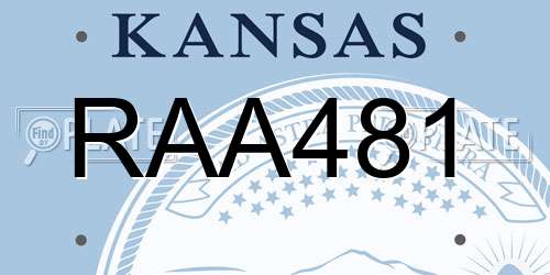 RAA481 Kansas License Plate