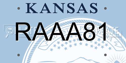 RAAA81 Kansas License Plate