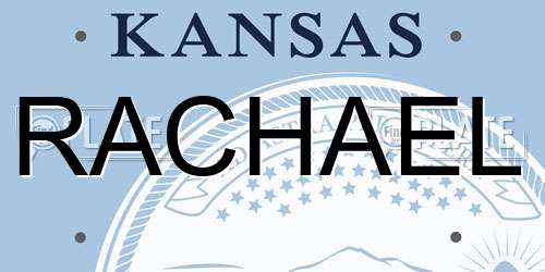 RACHAEL Kansas License Plate