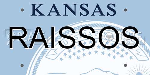 RAISSOS Kansas License Plate