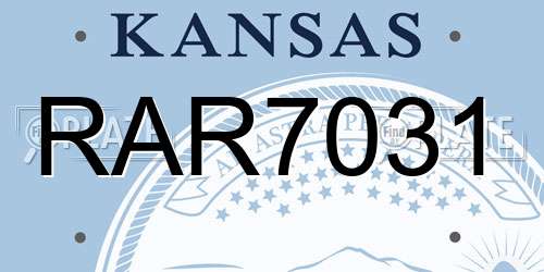 RAR7031 Kansas License Plate