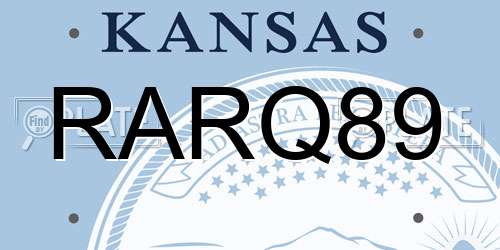RARQ89 Kansas License Plate