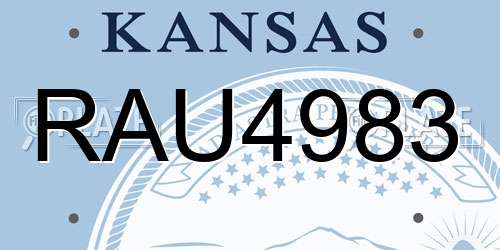 RAU4983 Kansas License Plate