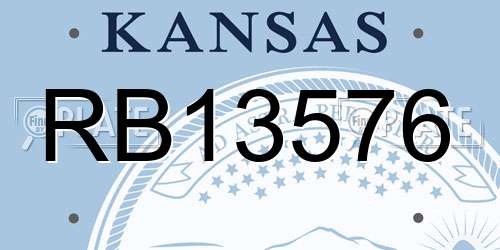 RB13576 Kansas License Plate