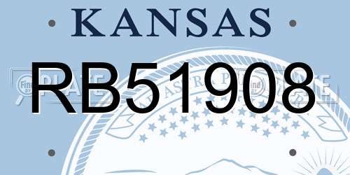 RB51908 Kansas License Plate