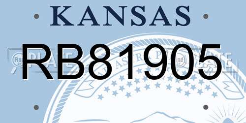 RB81905 Kansas License Plate