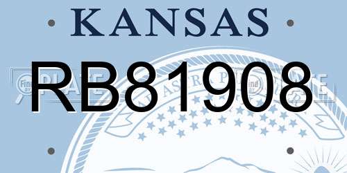 RB81908 Kansas License Plate