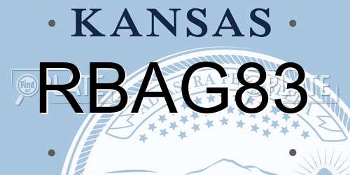RBAG83 Kansas License Plate