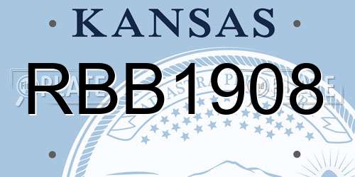 RBB1908 Kansas License Plate
