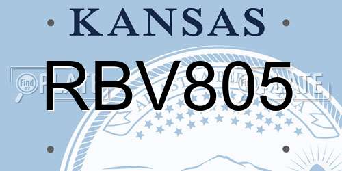 RBV805 Kansas License Plate
