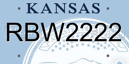 RBW2222 Kansas License Plate