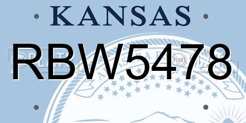 RBW5478 Kansas License Plate