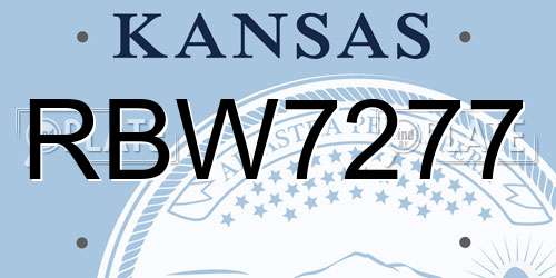 RBW7277 Kansas License Plate