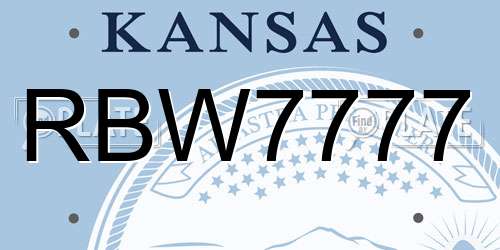 RBW7777 Kansas License Plate