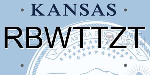 RBWTTZT Kansas License Plate