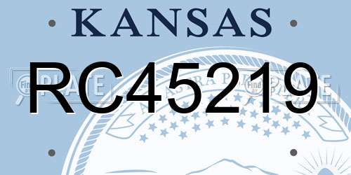 RC45219 Kansas License Plate