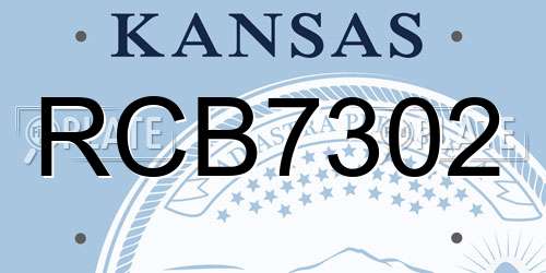 RCB7302 Kansas License Plate