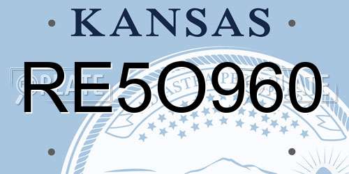 RE5O960 Kansas License Plate