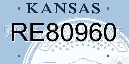 RE80960 Kansas License Plate