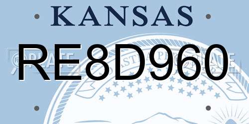 RE8D960 Kansas License Plate
