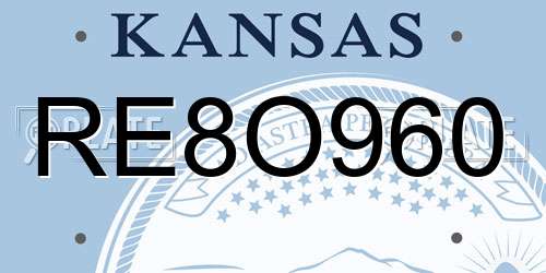 RE8O960 Kansas License Plate