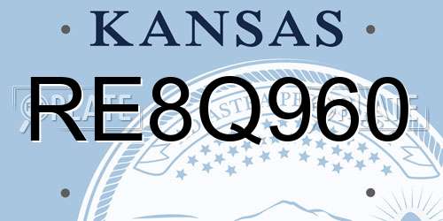 RE8Q960 Kansas License Plate