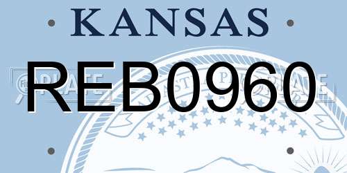 REB0960 Kansas License Plate