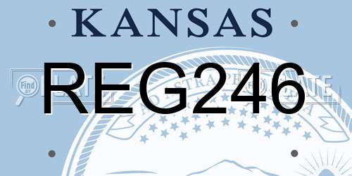 REG246 Kansas License Plate