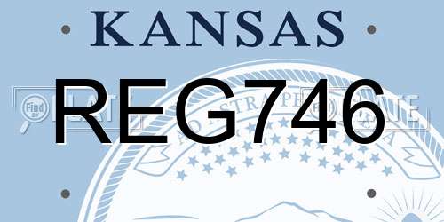 REG746 Kansas License Plate