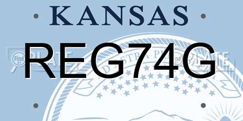 REG74G Kansas License Plate