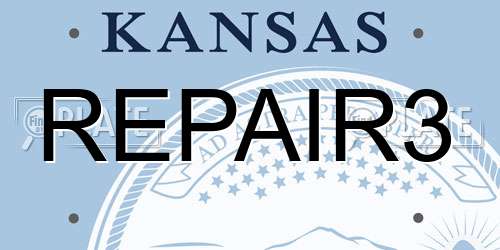 REPAIR3 Kansas License Plate