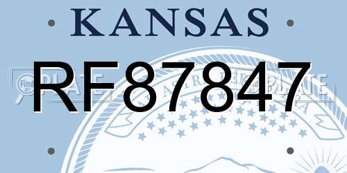 RF87847 Kansas License Plate