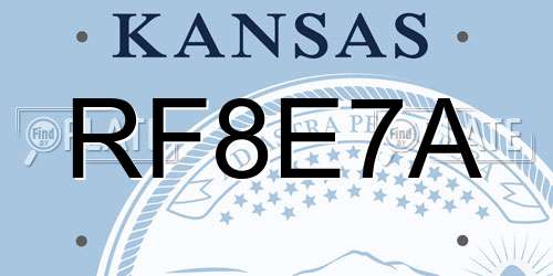RF8E7A Kansas License Plate