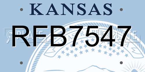 RFB7547 Kansas License Plate