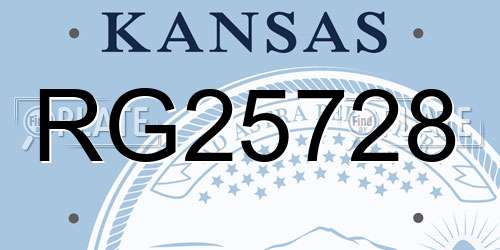 RG25728 Kansas License Plate