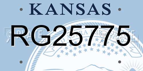 RG25775 Kansas License Plate
