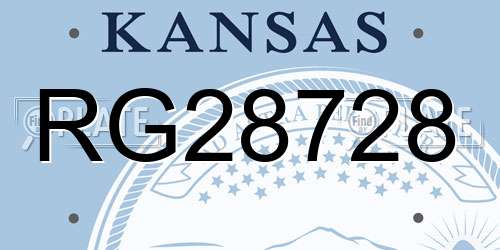 RG28728 Kansas License Plate