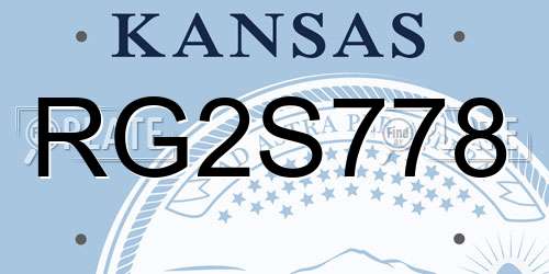 RG2S778 Kansas License Plate