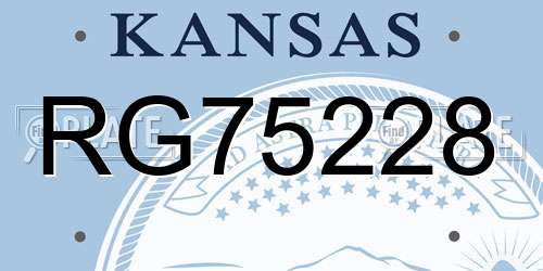 RG75228 Kansas License Plate