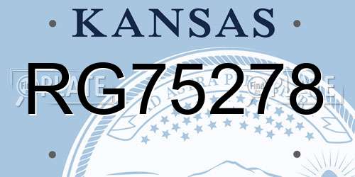 RG75278 Kansas License Plate