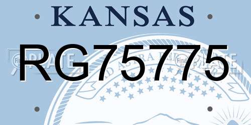 RG75775 Kansas License Plate