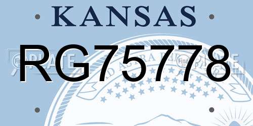 RG75778 Kansas License Plate