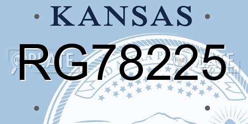 RG78225 Kansas License Plate