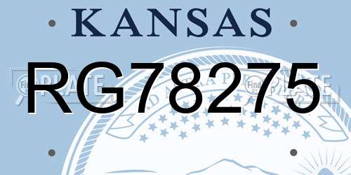 RG78275 Kansas License Plate