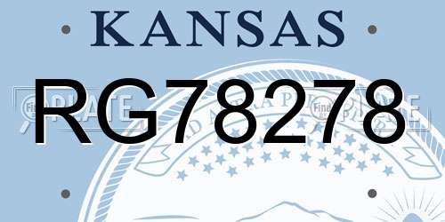 RG78278 Kansas License Plate